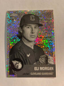 2022 Topps Chrome Platinum - Black & White Mini Diamond - 194 Eli Morgan - Cleveland Guardians RC