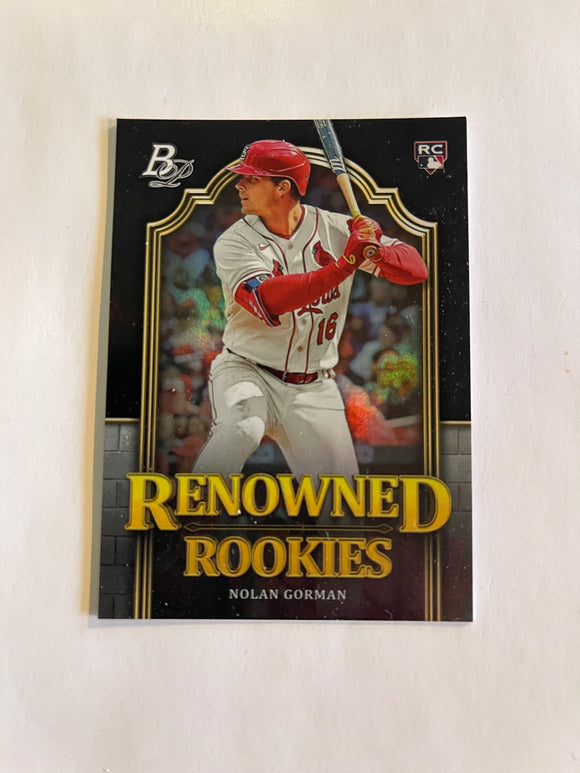 2023 Bowman Platinum Baseball - Renowned Rookies - RR-11 Nolan Gorman - St. Louis Cardinals