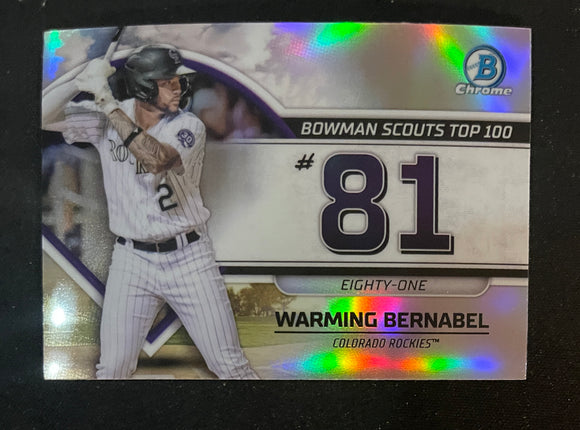 2023 Bowman - Scouts Top 100 - BTP-81 Warming Bernabel - Colorado Rockies