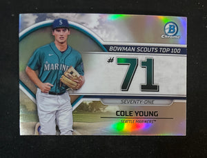 2023 Bowman - Scouts Top 100 - BTP-71 Cole Young - Seattle Mariners