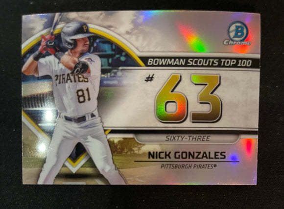 2023 Bowman - Scouts Top 100 - BTP-63 Nick Gonzales - Pittsburgh Pirates