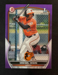 2023 Bowman - Purple #/250 - BP-7 Mishael Deson - Baltimore Orioles 1st