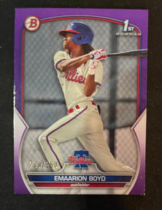 2023 Bowman - Purple #/250 - BP-128 Emaarion Boyd - Philadelphia Phillies 1st