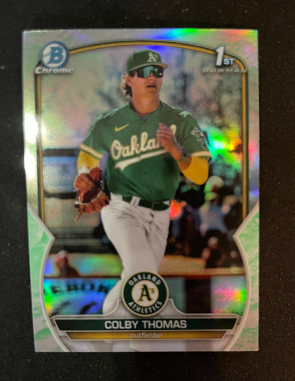 2023 Bowman - Lunar Glow Refractor - BCP-32 Colby Thomas - Oakland Athletics 1st