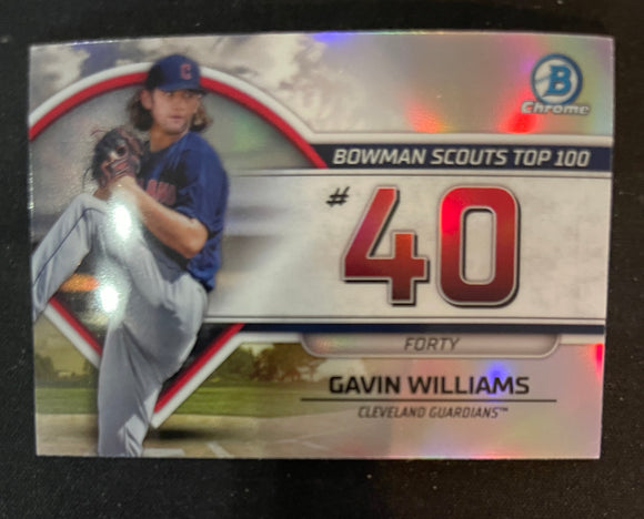 2023 Bowman - Scouts Top 100 - BTP-40 Gavin Williams - Cleveland Guardians