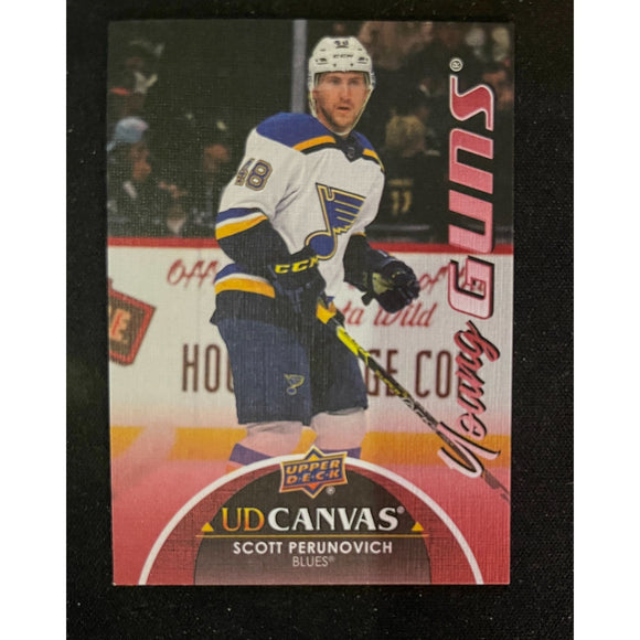 2021-22 Upper Deck Extended Canvas Young Guns RC Scott Perunovich Blues C368