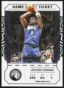 2022-23 Panini Contenders Basketball - Game Night Ticket - 6 Anthony Edwards - Minnesota Timberwolves