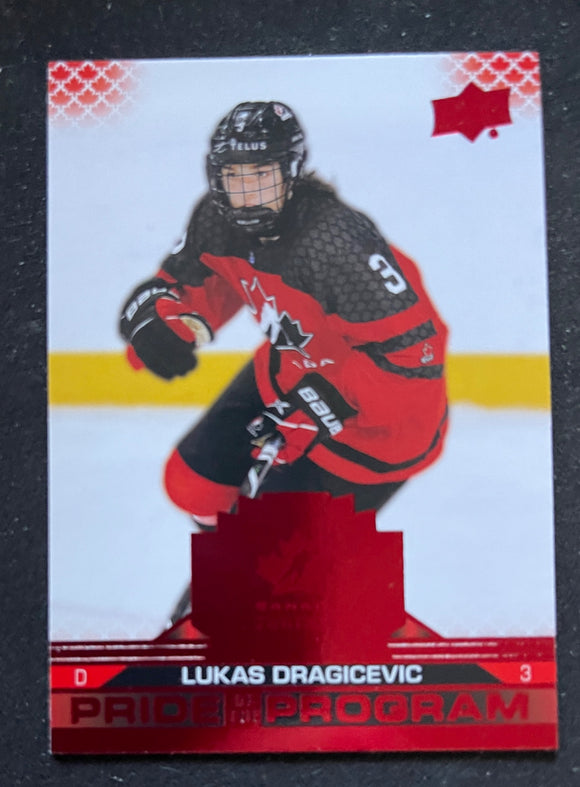 2022 Upper Deck Team Canada Juniors Pride of the Program Red Lukas Dragicevic 83