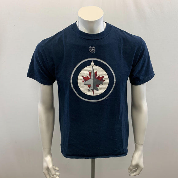 Winnipeg Jets #33 Dustin Byfuglien Reebok T Shirt NHL Men's Size Medium Blue Graphic Tee