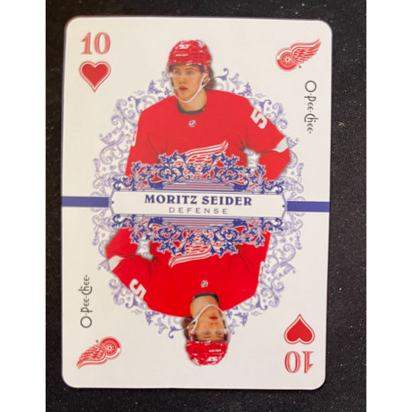 2022-23 O-Pee-Chee Hockey - Playing Card 10 of Hearts Moritz Seider Red Wings