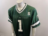 Michigan State Spartans Football Stitch Mesh Jersey Men's Size Medium Green White V Neck Polyester