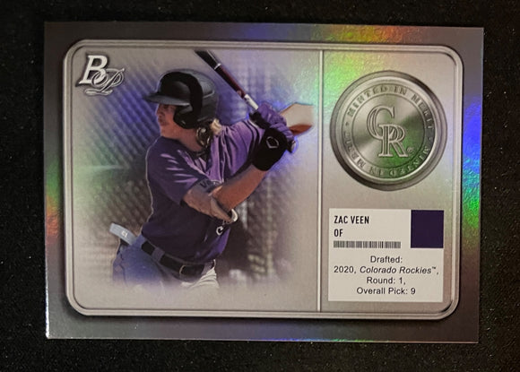 2022 Bowman Platinum Baseball - Minted in Merit - Zac Veen - Rockies - MM-3