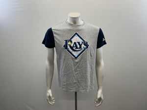 Tampa Bay Rays MLB Majestic T Shirt Men's Size Large Gray Cotton Blend Crew Neck Tee