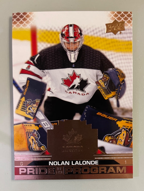 2022 Upper Deck Canada Juniors Pride of the Program Rose Gold Nolan Lalonde 91