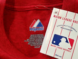 Texas Rangers MLB Majestic Men's Small Red Graphic Crew Neck Cotton T Shirt NEW