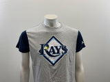 Tampa Bay Rays MLB Majestic T Shirt Men's Size Large Gray Cotton Blend Crew Neck Tee