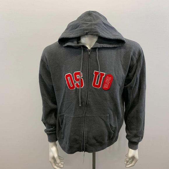 OSU Ohio State Buckeyes Full Zip Hoodie Men's Size Small Gray Long Sleeve Cotton Blend Jacket