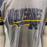 Michigan Wolverines Men's Raglan T Shirt Size Large Gray Cotton Blend Crew Neck Tee