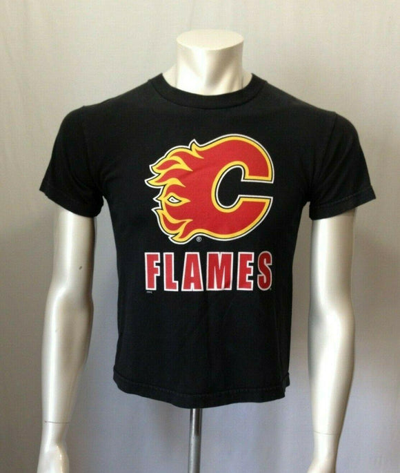 Calgary Flames NHL Hockey Youth Size Medium Black Cotton Screened T Shirt