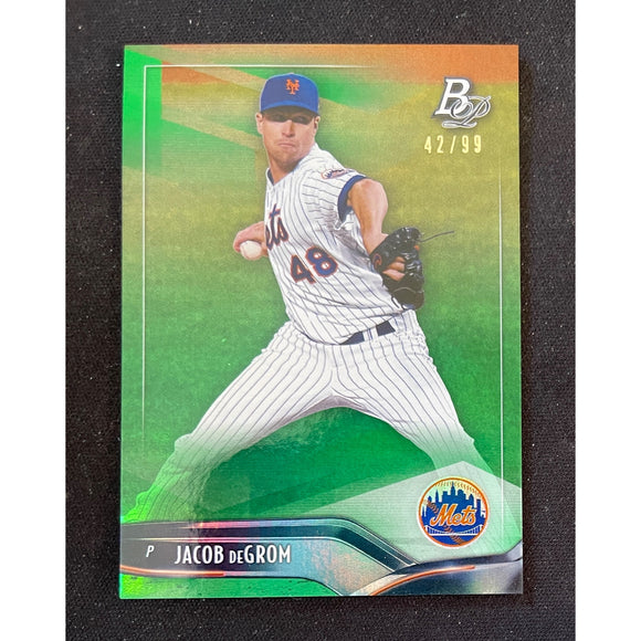 Topps 2021 Bowman Platinum Jacob deGrom Green Parallel 42/99