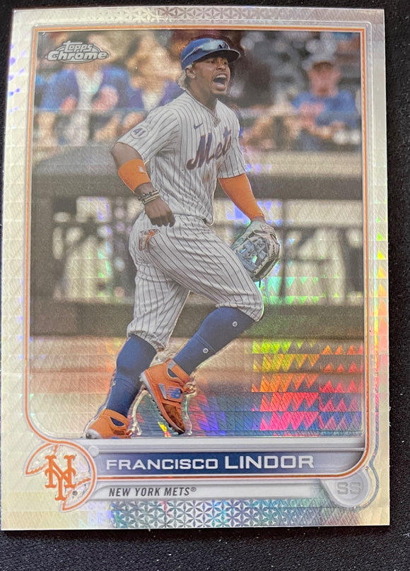 2022 Topps Chrome Baseball Prizm Refractor Francisco Lindor Mets 166