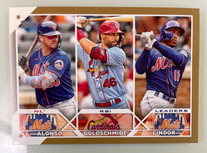 2023 Topps Series 1 Gold #/2023 RBI Leaders Alonso Goldschmidt Lindor 240