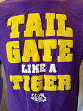 LSU Tigers Men's Short Sleeve "Tail Gate Like A Tiger" Puprle T Shirt Size Large