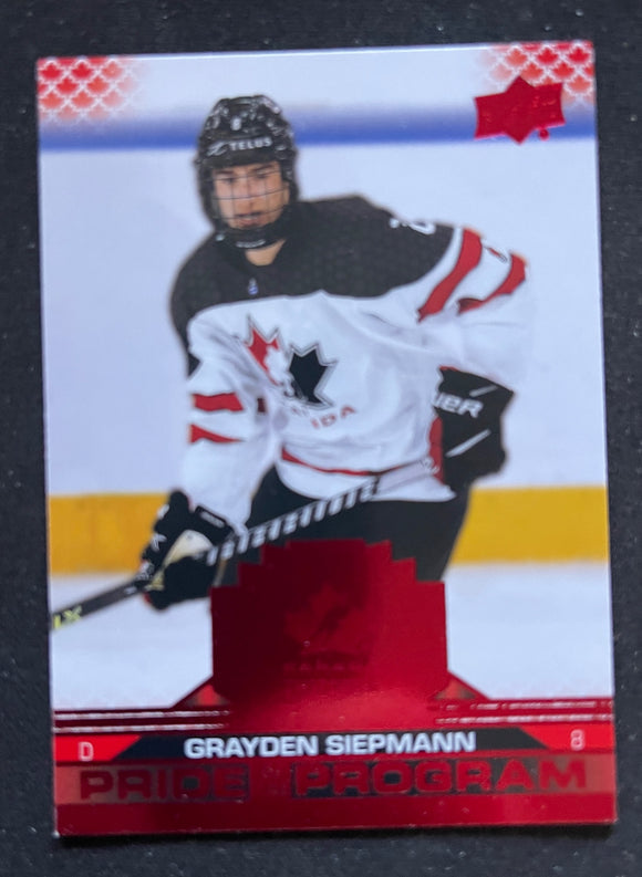 2022 Upper Deck Team Canada Juniors Pride of the Program Red Grayden Siepmann