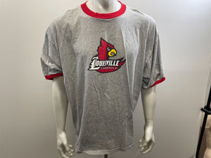 Men's Grey University Louisville Cardinals Graphical T-Shirt Size 2xL Cotton