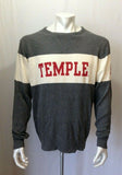 Temple University Crew Neck Sweater Men's Size Medium Spell Out Gray Cotton Knit Pullover