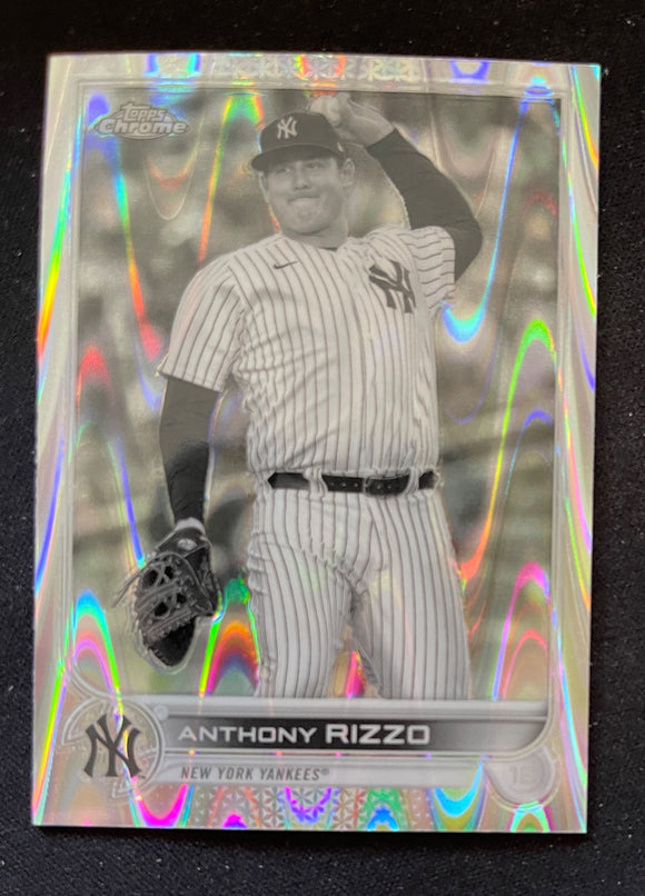 2022 Topps Chrome Baseball Black & White Raywave Anthony Rizzo Yankees 73