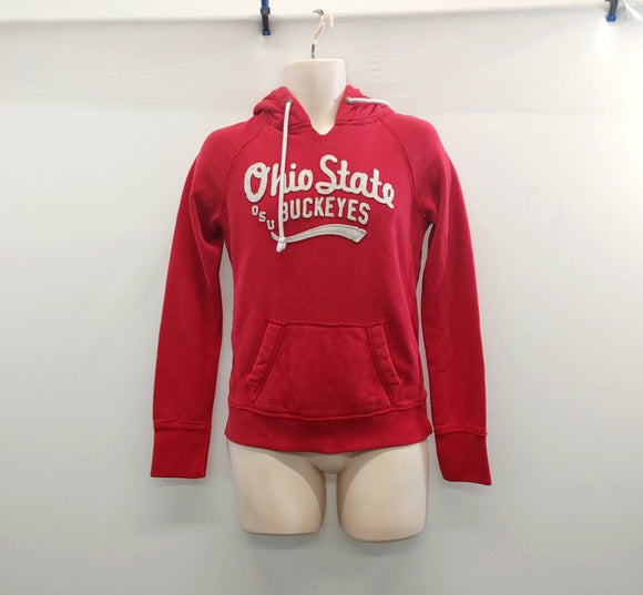 Ohio State Buckeyes Hoodie Women's Size XS Red Long Sleeve V Neck Drawstring Sweatshirt