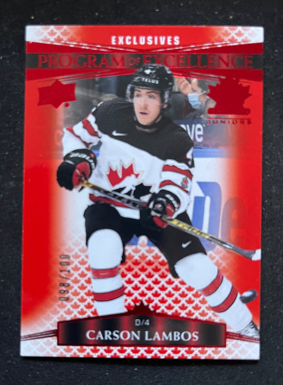 2022 Upper Deck Team Canada Juniors Program of Excellence Exclusives #/100 Carson Lambos 113