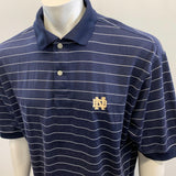 University of Notre Dame Men's Blue Striped Collared Polo Golf Shirt Size XL Cotton Blend