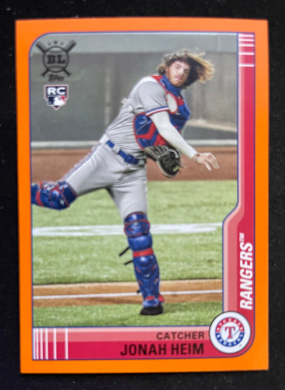 2021 Topps Big League - Orange - Jonah Heim RC - Rangers - 115