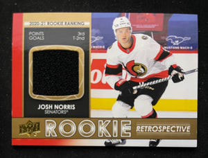 2021-22 Upper Deck Hockey - Series 1 - Rookie Restrospective - Jersey Relic - Josh Norris - Senators - RR-8