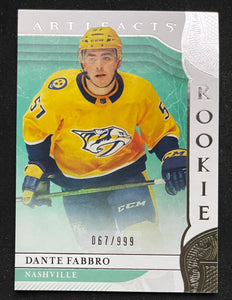 2019-20 Upper Deck Artifacts - Rookies #-999 - Dante Fabbro RC - Predators - 166