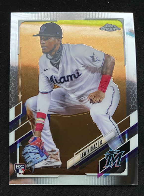 2021 Topps Chrome Baseball - Lewin Diaz RC - Marlins - 83