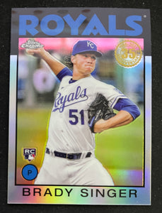 2021 Topps Chrome Baseball - 1986 Topps Baseball - Refractor - Brady Singer RC - Royals - 86TC-25