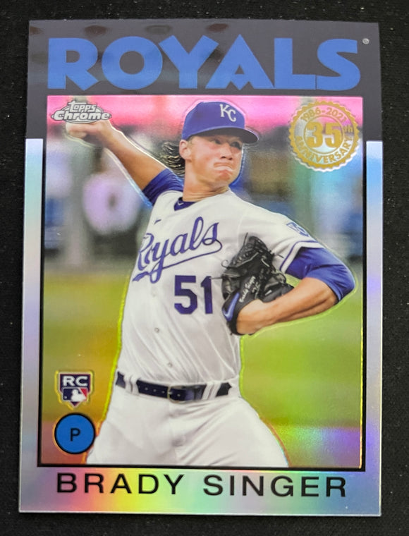 2021 Topps Chrome Baseball - 1986 Topps Baseball - Refractor - Brady Singer RC - Royals - 86TC-25