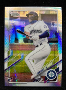 2021 Topps Chrome Baseball - Prizm Refractor - Evan White RC - Mariners - 61