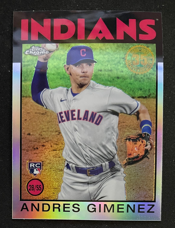 2021 Topps Chrome Baseball - 1986 Topps Baseball - Refractor - Andres Giminez RC - Guardians - 86BC-24