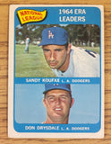 1965 Topps Baseball - 1964 NL ERA Leaders - Sandy Koufax - Don Drysdale - Dodgers - 8