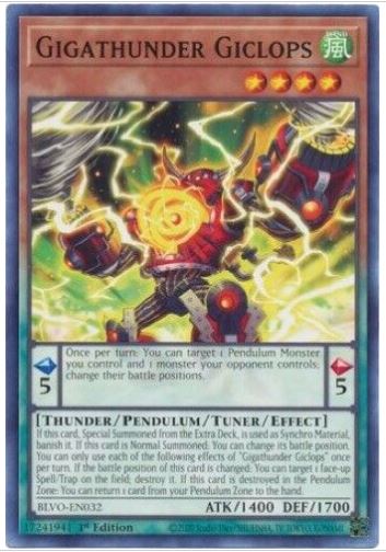 Yugioh Gigathunder Giclops BLVO-EN032 1st Edition Common